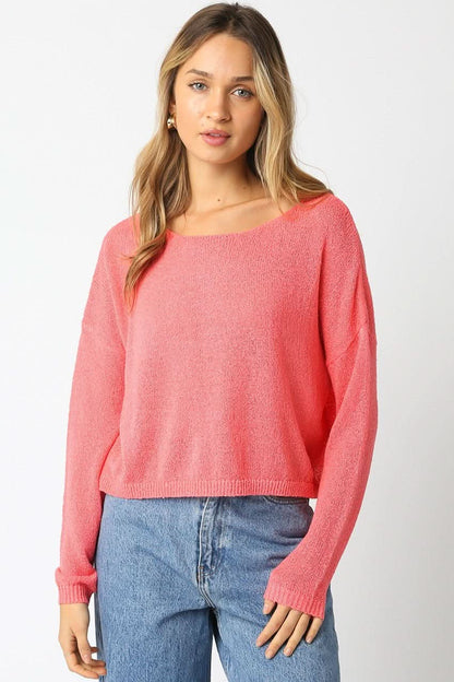Micah Coral Cropped Knit Sweater