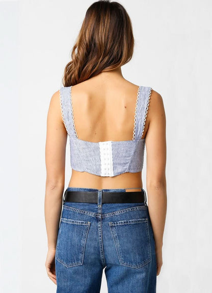 Eve Blue Stripe Bustier Corset Crop Top