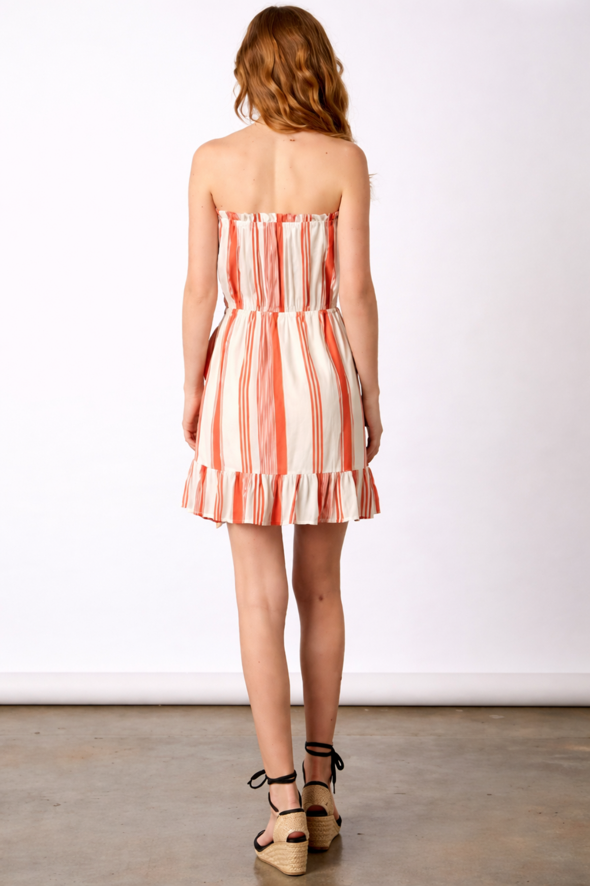 Margarita Terra-Cotta Striped Blouson Dress
