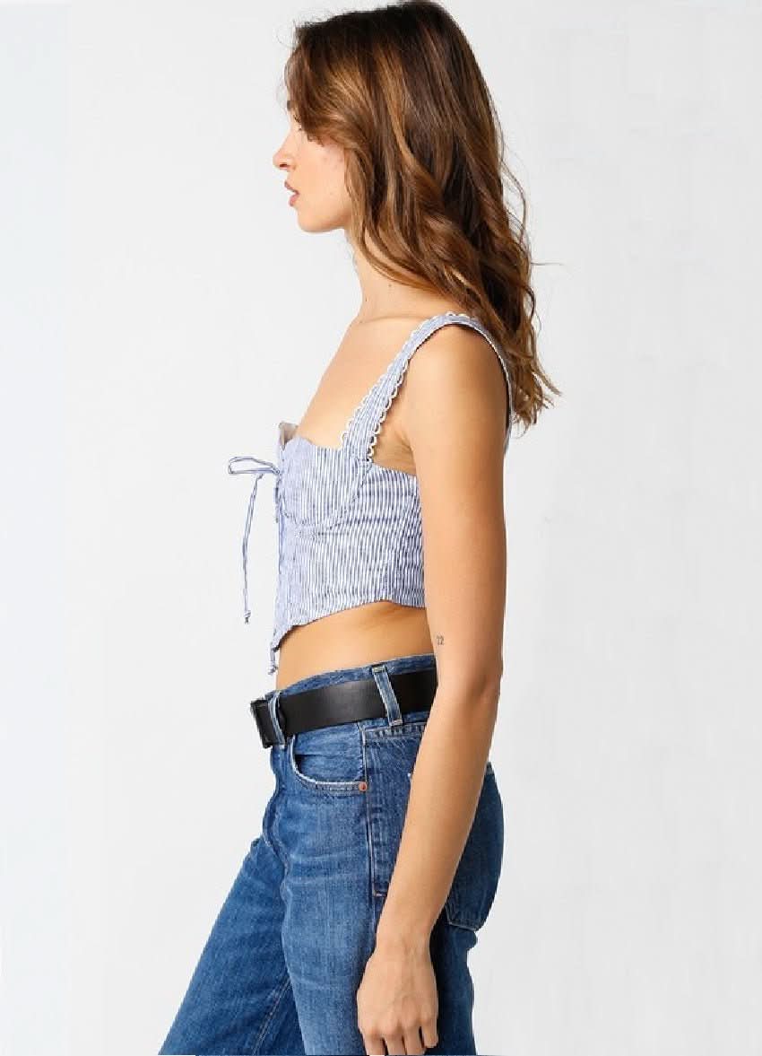 Eve Blue Stripe Bustier Corset Crop Top
