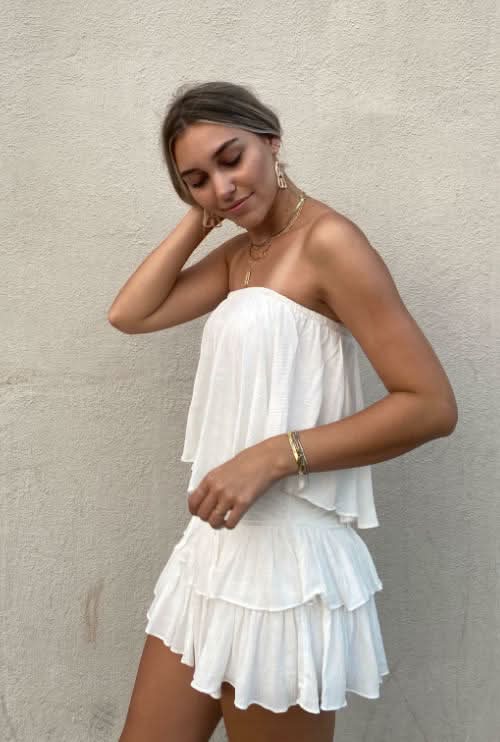 Monaco White Strapless Romper