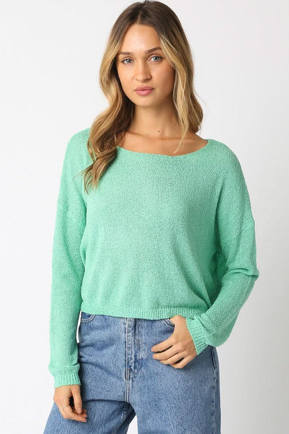 Micah Mint Cropped Knit Sweater