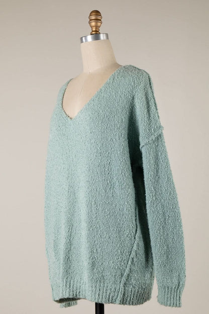 Harlow Mint V-Neck Pullover Sweater