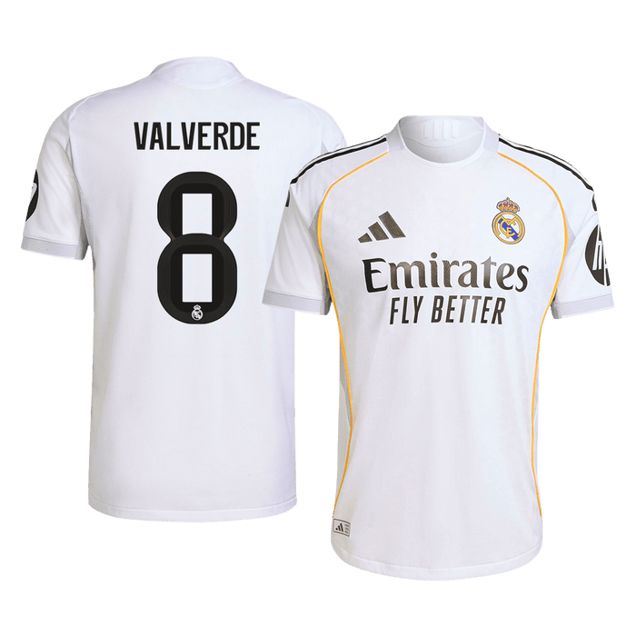 VALVERDE #8 Real Madrid Home Authentic Soccer Jersey 2025/26