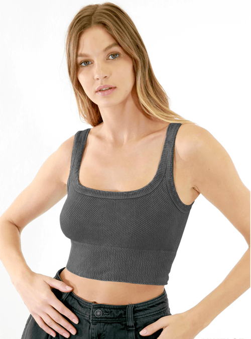 NIKIBIKI Vintage Black Cropped Chevron Tank