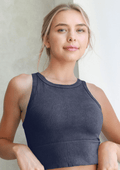 NIKIBIKI Vintage Denim High Neck Cropped Tank Top