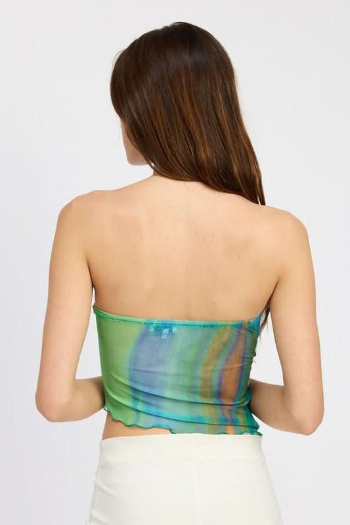 Emmy Green Print Strapless Asymmetrical Top