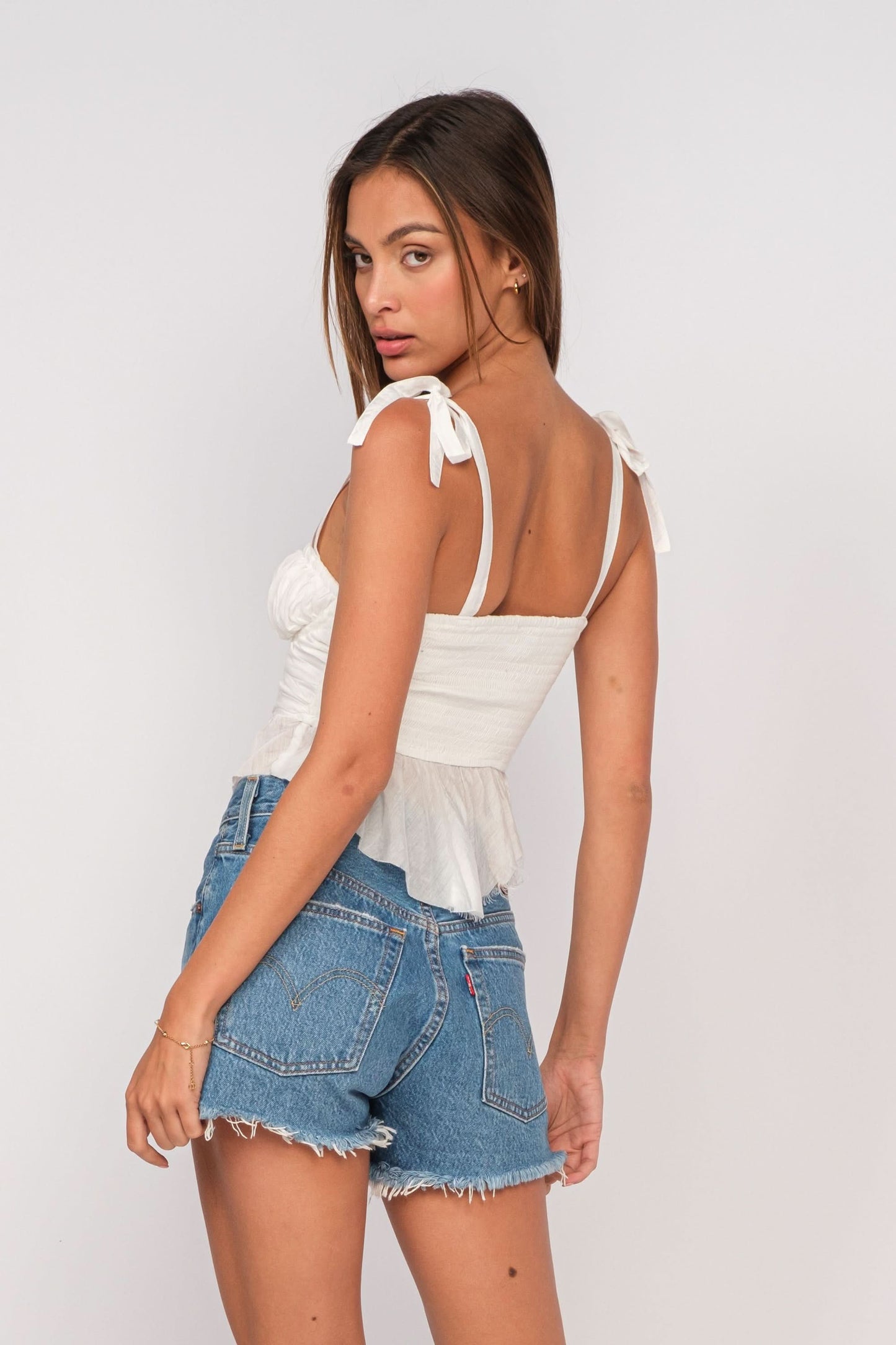 Elyse White Peplum Top