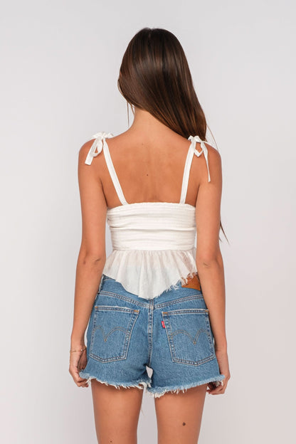Elyse White Peplum Top