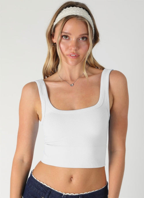 NIKIBIKI White Cropped Chevron Tank