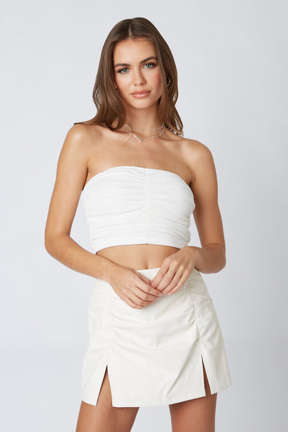 Monet White Ruched Tube Top