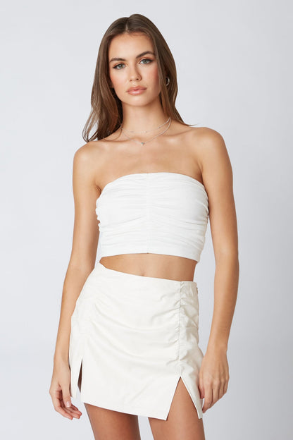 Monet White Ruched Tube Top