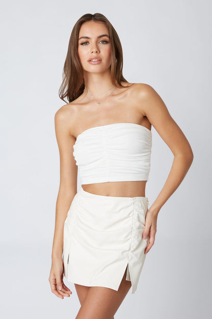 Monet White Ruched Tube Top