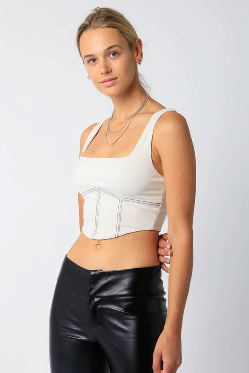 Michelangelo White Sculpted Bustier Top