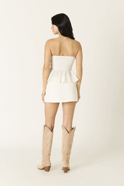 Genevieve White Peplum Tube Top