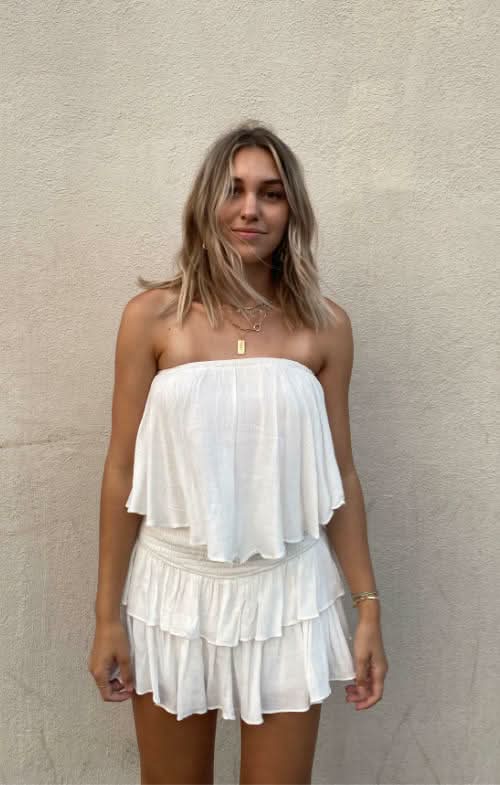 Monaco White Strapless Romper