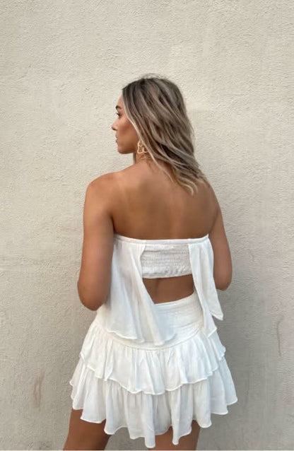 Monaco White Strapless Romper