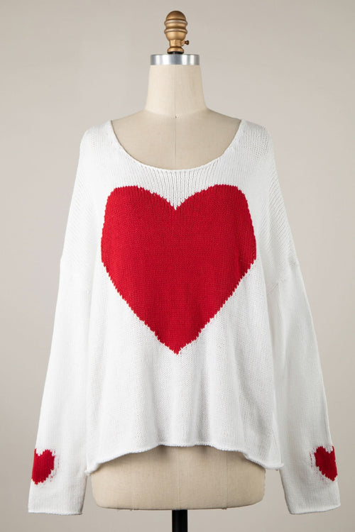 Love Ya White Oversized Heart Sweater