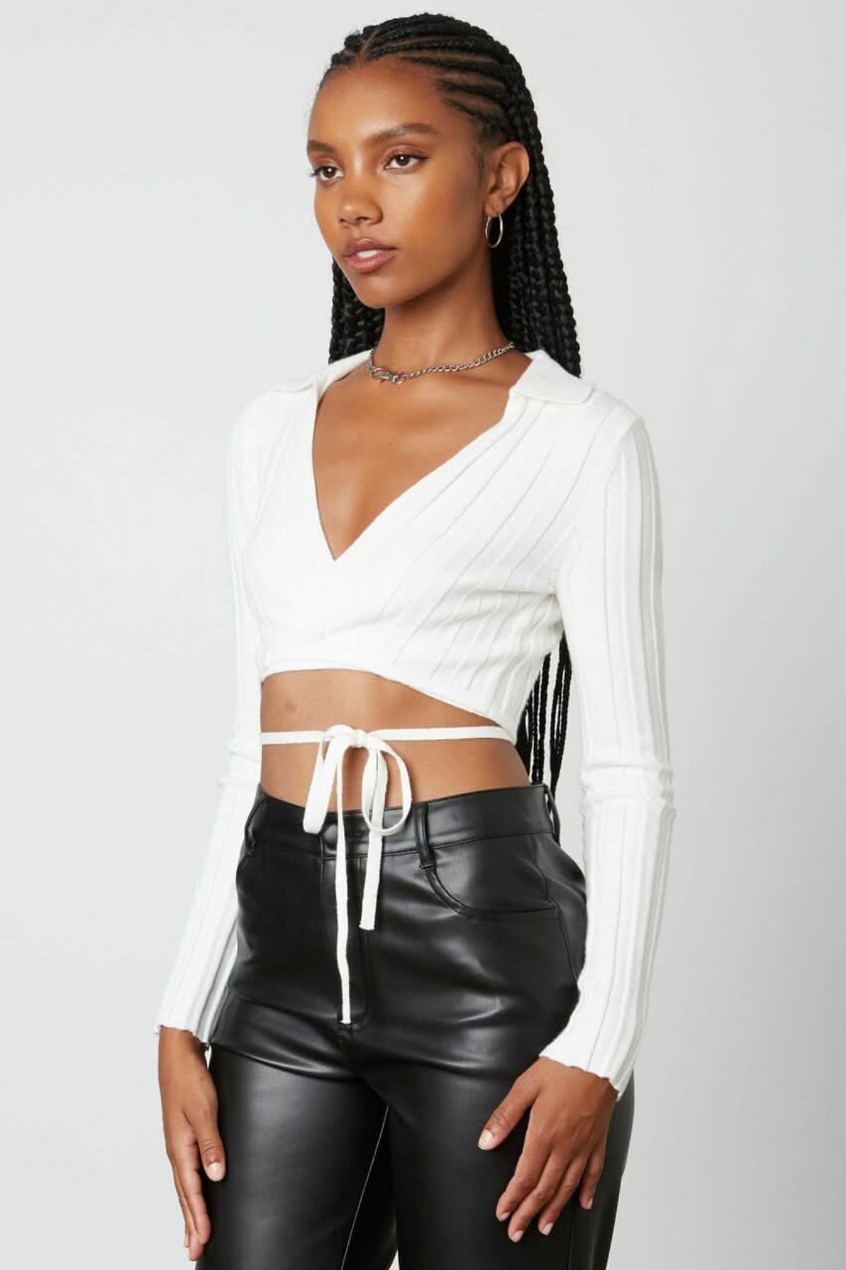 Don't Overthink It White Wrap Crop Top