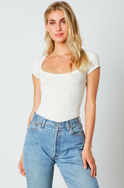 On The Way White Scoop Neck Tee