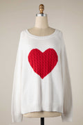 Easy To Love White Crochet Heart Sweater