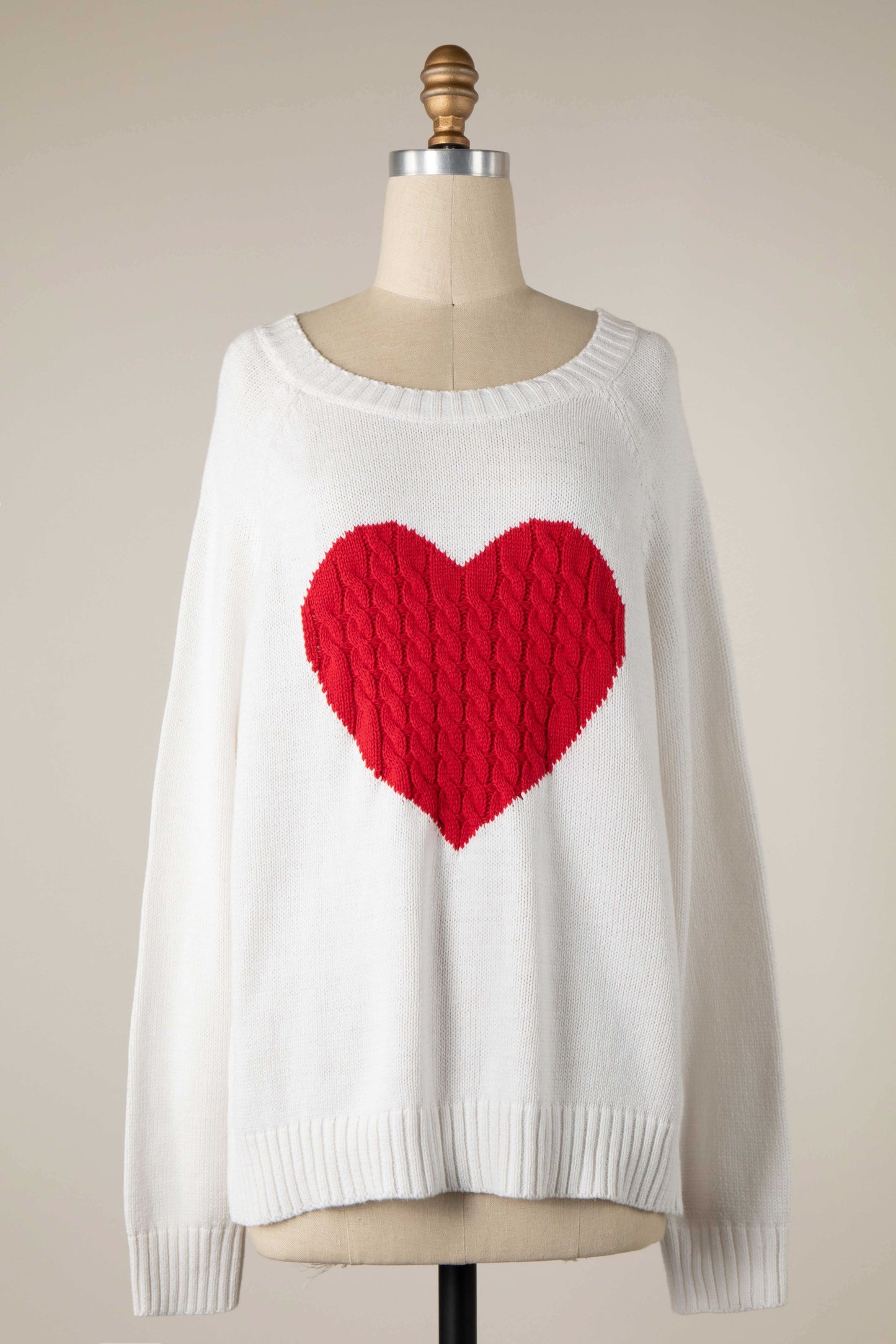 Easy To Love White Crochet Heart Sweater