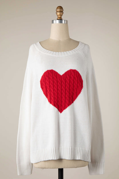 Easy To Love White Crochet Heart Sweater