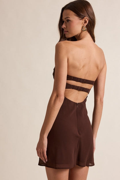 Double Take Brown Strapless Mini Dress